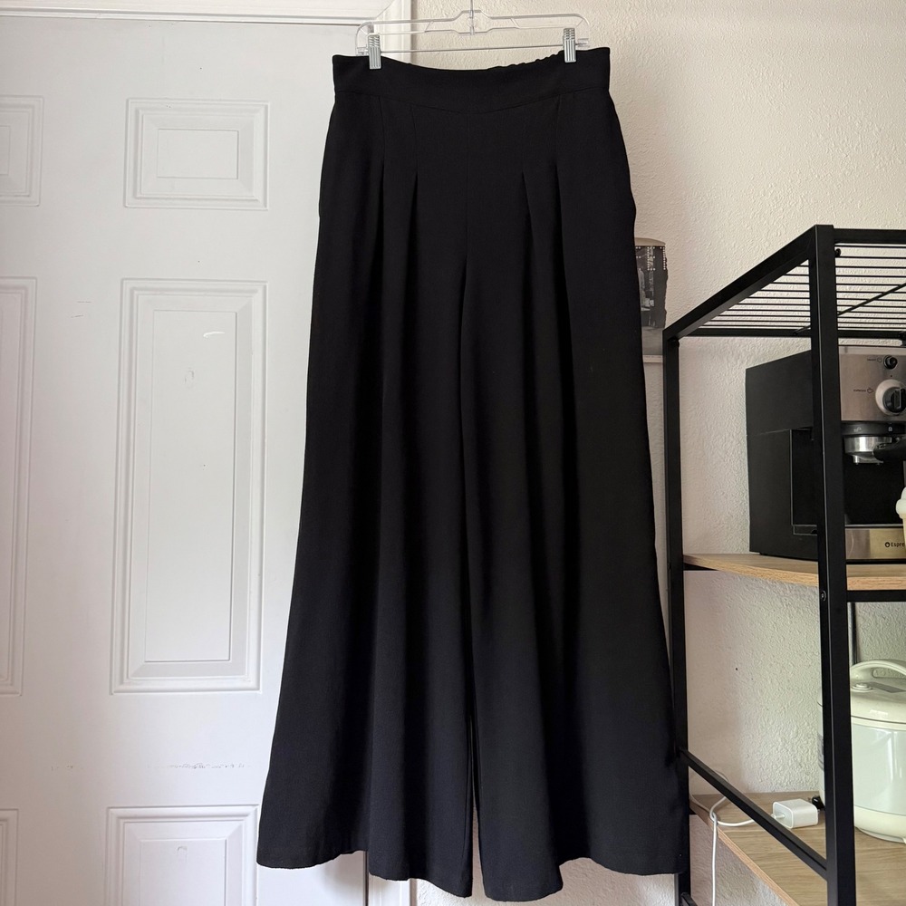 LAURA BYRNES black pleated front wide balloon leg mod pinup trousers pants